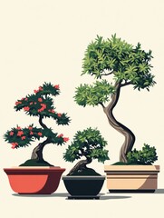 Naklejka premium Minimalist Bamboo Trees in Planters