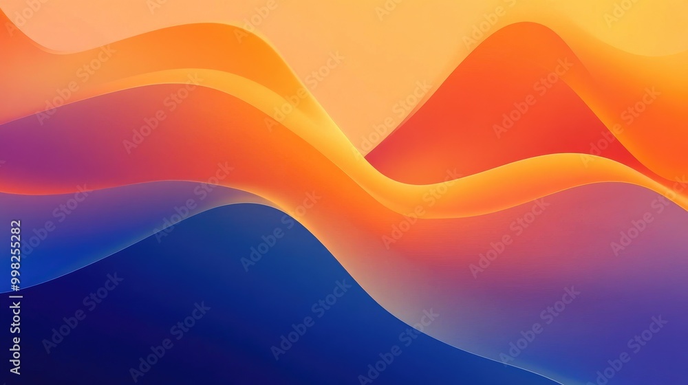 Poster a soft gradient abstract background transitioning from deep blues to bright oranges, evoking feeling