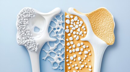 Bone structure comparison, detailed illustration, white isolate background.