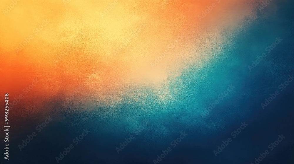 Poster a soft gradient abstract background transitioning from deep blues to bright oranges, evoking feeling