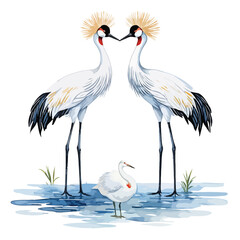 Obraz premium Crane birds vector Japanese style vector watercolor art isolated on white background