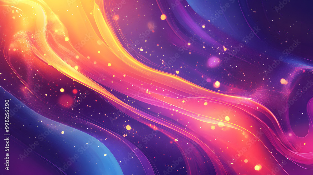 Poster vibrant abstract waves in bold colors, creating a dynamic visual experience, ideal for digital displ