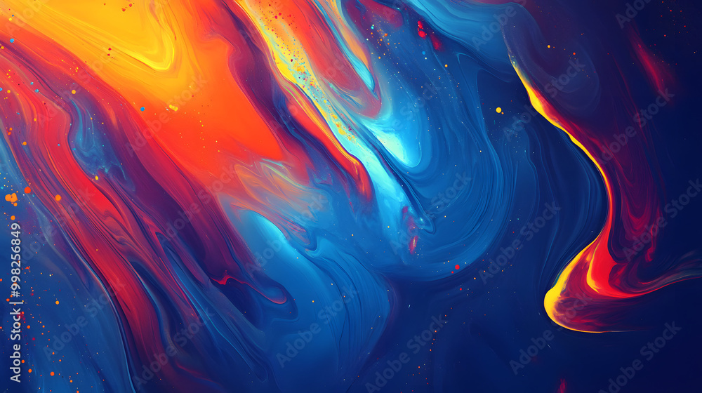 Poster vibrant geometric patterns, a dynamic blend of shapes and colors creating an engaging visual experie