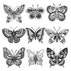 Fototapeta premium Butterfly coloring book for adults vector