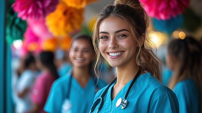Vibrant Celebration Honoring Certified Nurses with Decorations, Banners, and Colorful Atmosphere
