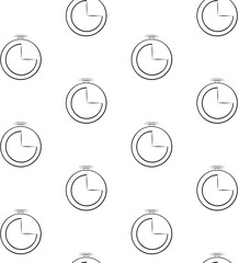 Clock timer icon seamless pattern on white background. Vector Illustration
