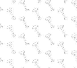 Seamless pattern of flat cartoon stone face massage roller. Essence awaiting massage. Stylish trendy print for packaging. Isolated on white background
