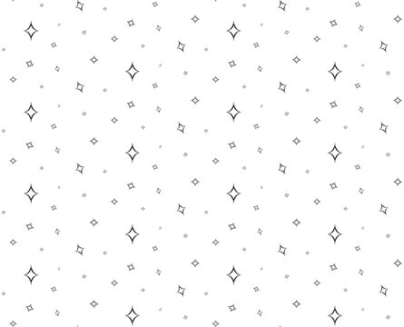 Starry space seamless pattern. Galaxy shiny stars fabric print, astronomy science starlight background or night sky wallpaper vector pattern. Universe starry pattern with glowing stars
