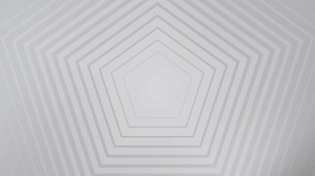 Grey concentric pentagons forming a tunnel like effect, creating an optical illusion of depth and perspective. Perfect for digital backgrounds and 3D visual effects.