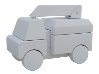 White Fire Truck Toy 3D rendering Isolated