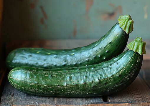 Vibrant Snake Cucumber on Rustic Wooden Background for Healthy Food and Organic Lifestyle Concepts