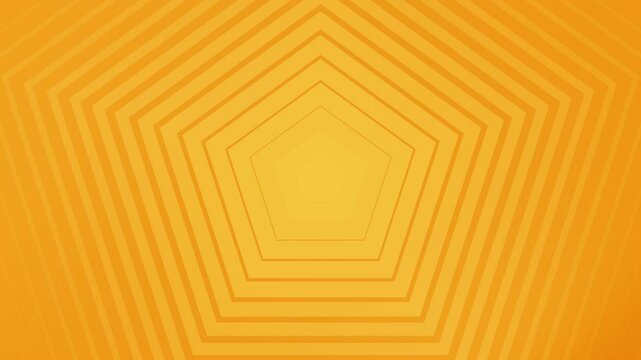 Orange concentric pentagons forming a tunnel like effect, creating an optical illusion of depth and perspective. Perfect for digital backgrounds and 3D visual effects.