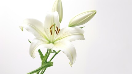 Close-up of a Single White Lily Flower