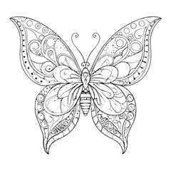 Butterfly coloring book for adults vector