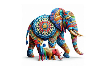 Obraz premium Colorful animal 3D Mandala design without shadow, white background