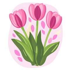 Fototapeta premium Pink Tulip Flower Vector Illustration on White Background Design