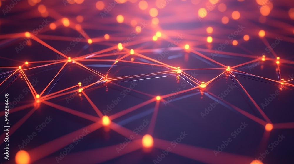 Poster a digital connectivity network with intertwining glowing nodes, symbolizing the smooth flow of moder