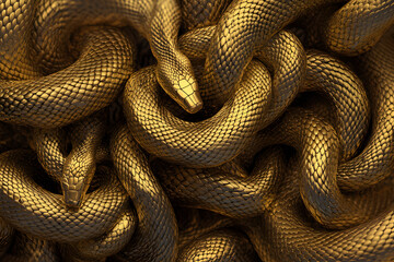 Fototapeta premium ゴールドの輝きに包まれたヘビ | 豪華な動物の美