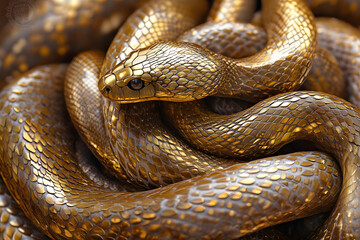 Obraz premium ゴールドの輝きに包まれたヘビ | 豪華な動物の美