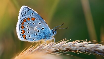 Fototapeta premium Silver-studded blue (Plebejus argus) A small blue butterfly with silver spots.