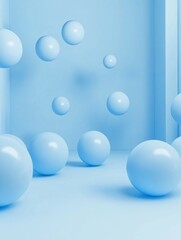 Isolated Bubbles against Light Blue Background