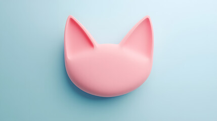 3D minimal pastel cat ears twitching icon with soft curves placed on a light background