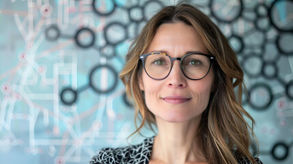Women Wearing A Glasses Standing In Science Lab with Science Background, International Day of Women and Girls in Science, 11 February, Generative Ai