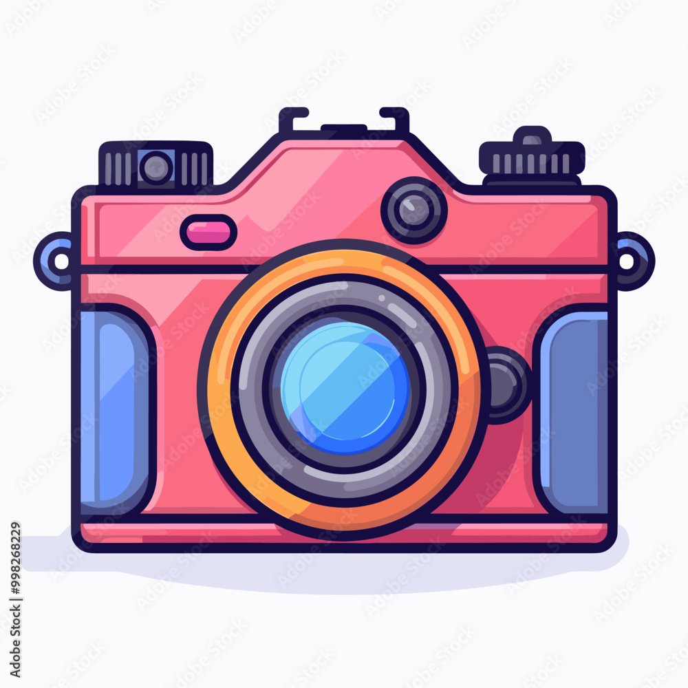 Poster retro camera icon. flat illustration of retro camera vector icon for web design