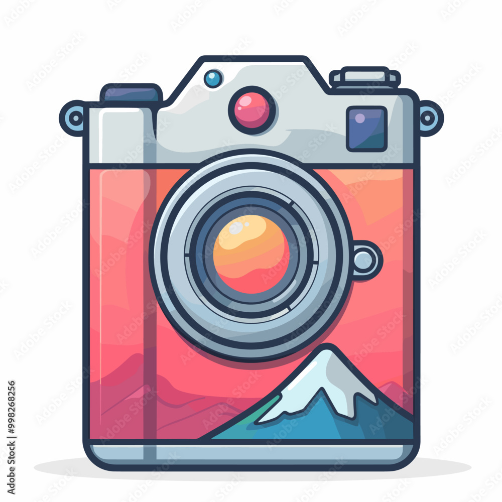 Aufkleber retro camera icon. flat illustration of retro camera vector icon for web design
