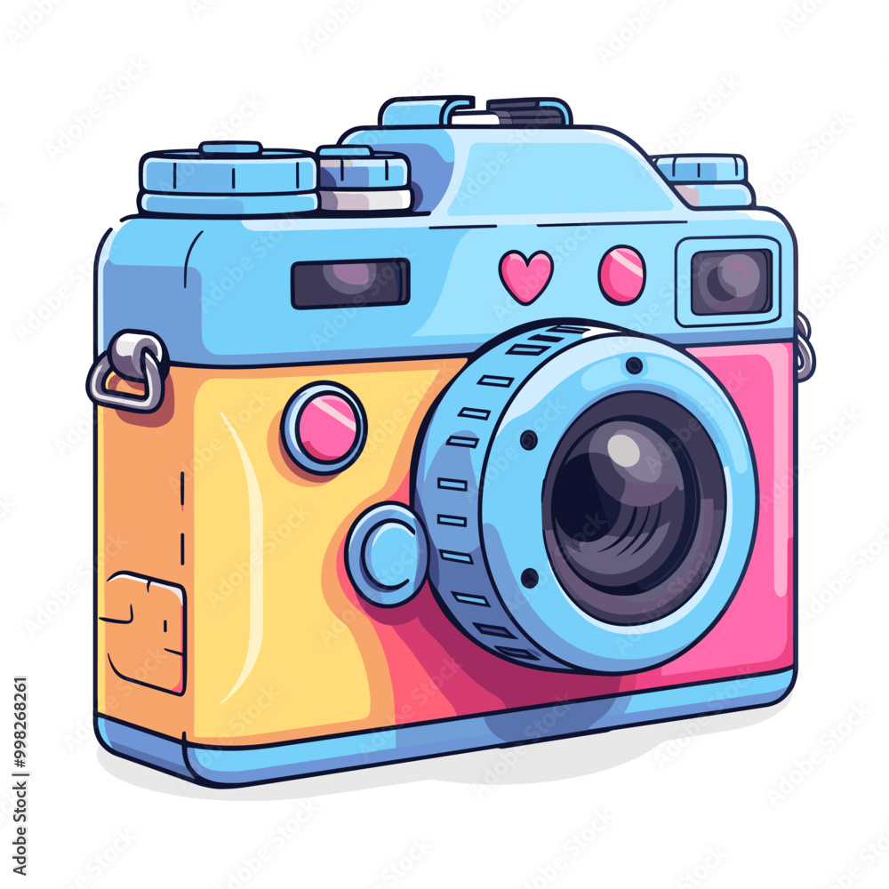 Poster retro camera icon. flat illustration of retro camera vector icon for web design