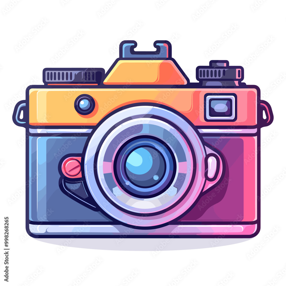 Poster retro camera icon. flat illustration of retro camera vector icon for web design