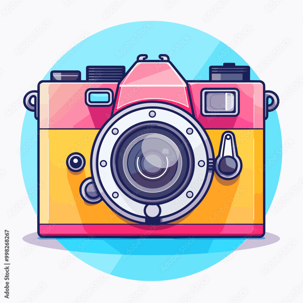 Aufkleber retro camera icon. flat illustration of retro camera vector icon for web design