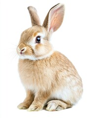 Obraz premium A Fluffy White Rabbit Sitting and Staring at the Camera