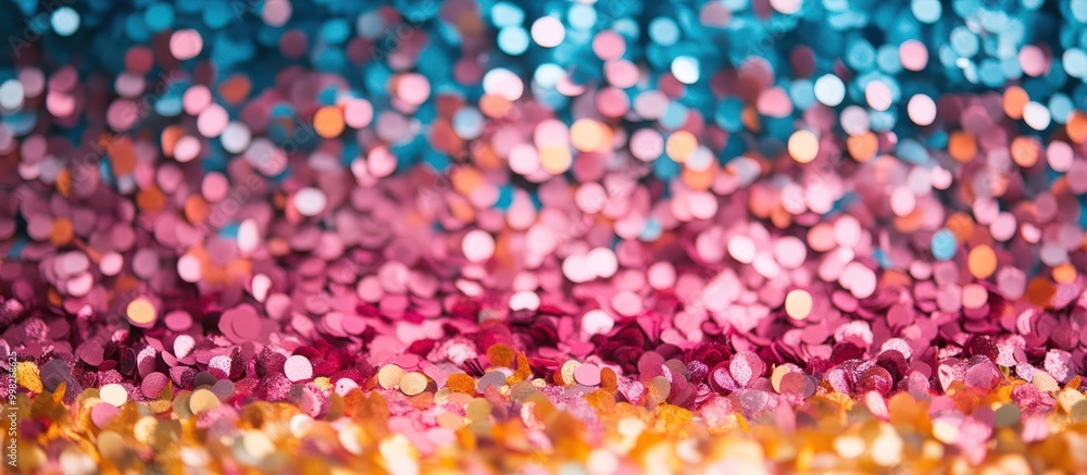 Aufkleber close-up of colorful confetti with out of focus bokeh effect in the background.
