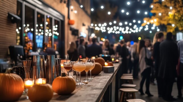 Spooky Halloween bar crawl through an American city eerie decorations in each venue