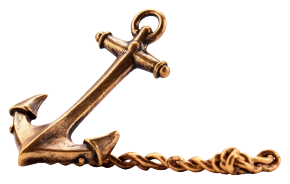 PNG Of gold anchor white background electronics durability.