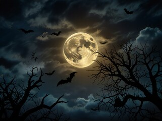 Fototapeta premium halloween background with moon