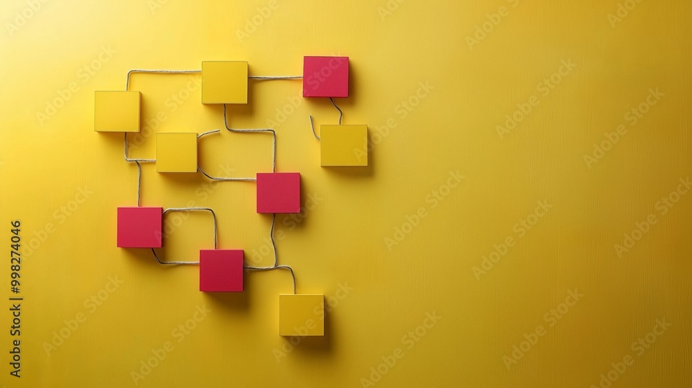 Poster minimalist flowchart design on yellow background