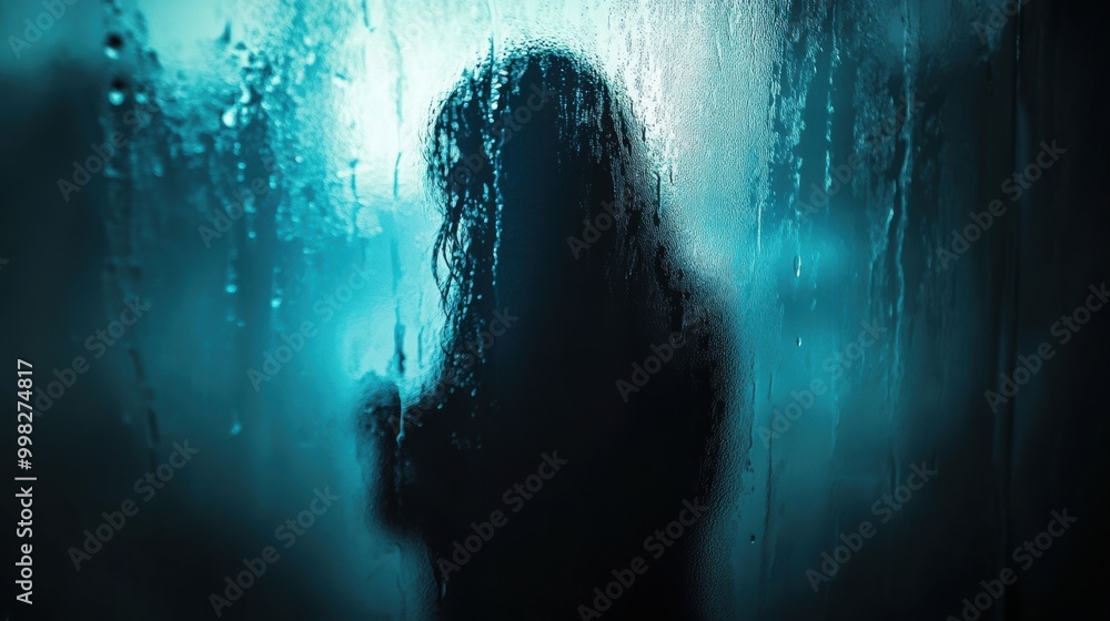 Poster amidst the gentle trickle of raindrops, a lone figure stands by a window, lost in thought and envelo