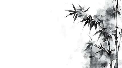 Obraz premium Elegant bamboo illustration in monochrome style.