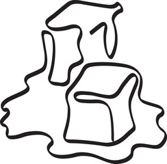 Ice Cubes outline hand drawing abstract isolated