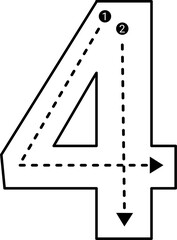 Tracing number. Mathematic clipart.