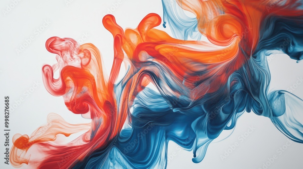 Aufkleber dynamic blend of red orange and blue inks producing a captivating abstract display of flowing elegan