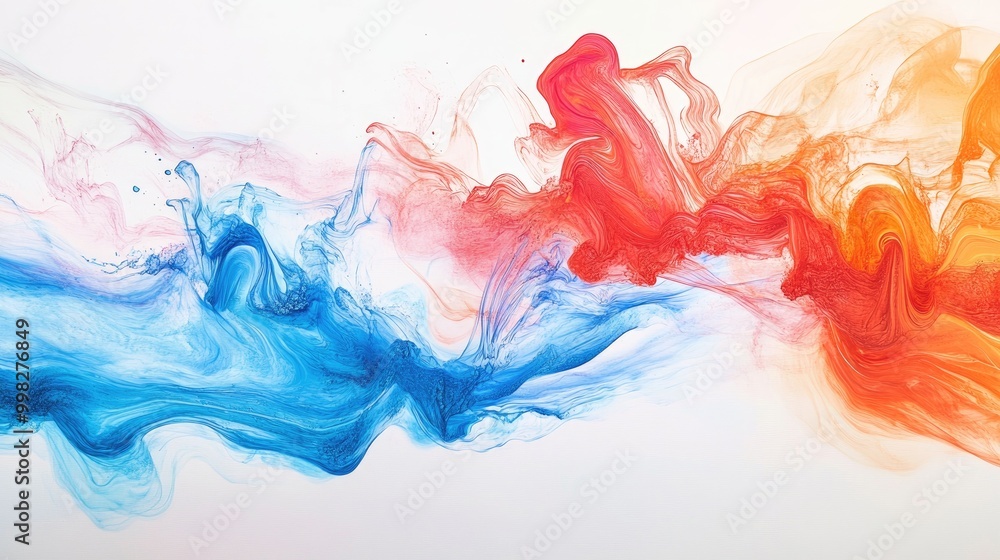 Aufkleber dynamic blend of red orange and blue inks producing a captivating abstract display of flowing elegan