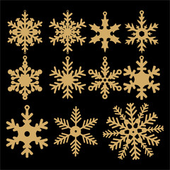 Merry Christmas decor ornament element, hanging items for laser cutting, Floral