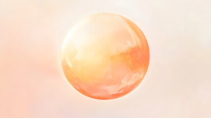 Obraz premium Peach Circle with Warm Edges, a soft peach circle surrounded by yellow and orange hues, softly blurred against a clean white backdrop.