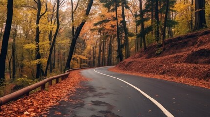 Obraz premium Autumn Road Through a Forest