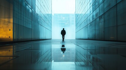 Obraz premium Solitary Figure in Minimalist Cityscape