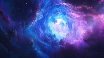 Fototapeta premium Vibrant blue and purple light tunnel creating an ethereal atmosphere extending into the distance