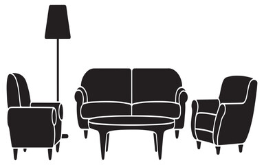 Fototapeta premium Chair table Silhouette Collection